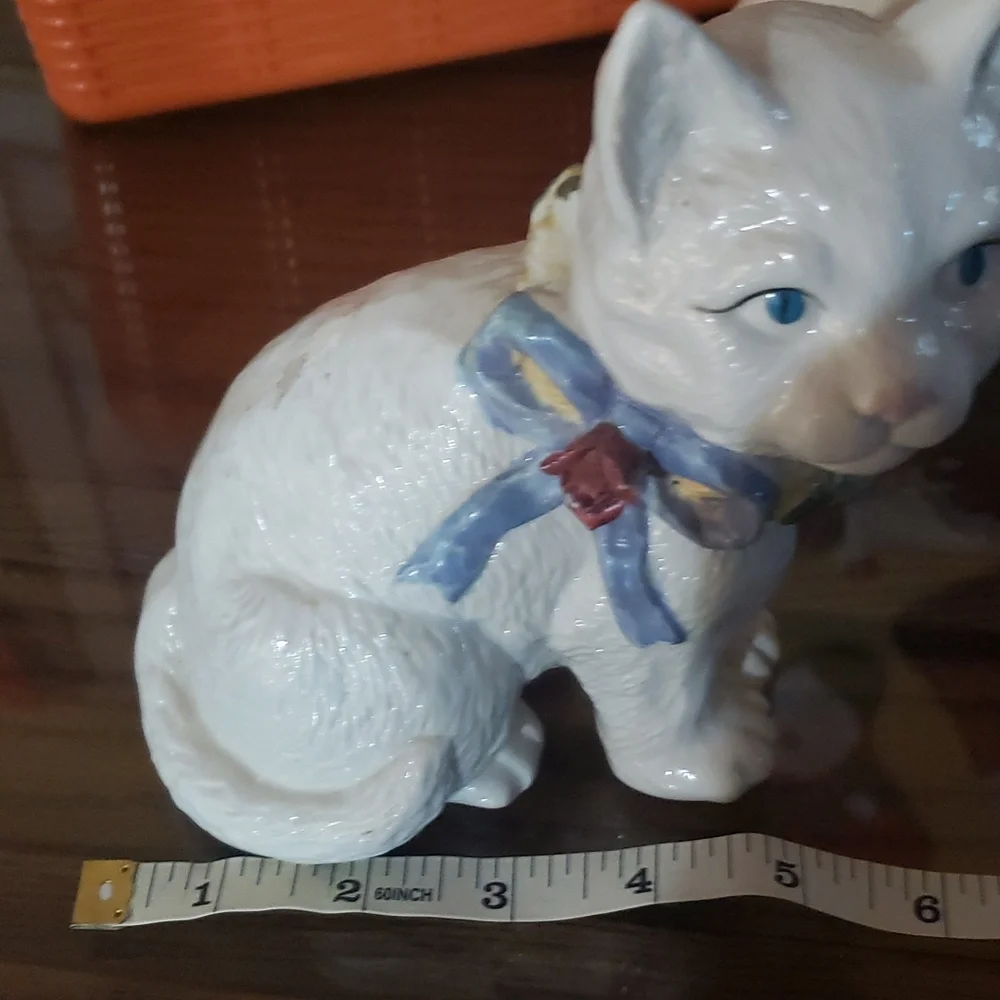 Vintage set of 3 white Kitten Cats home decor - Picture 13 of 16
